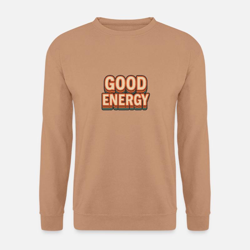 GOOD ENERGY – Retro Style Statement - Unisex Pullover - Mocca