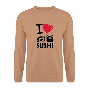 i_love_sushi - Unisex Sweatshirt - mocha - Front - Alina (178cm) & Michal (187cm)