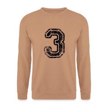 3 - Nummer - Unisex Pullover - Mocca - Vorne - Alina (178cm) & Michal (187cm)