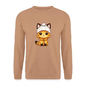 Fox Comic - Unisex Sweatshirt - mocha - Front - Alina (178cm) & Michal (187cm)