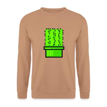 Cactus Cacti Retro Video Game Pixel Flower Pot - Unisex Sweatshirt - mocha - Front - Alina (178cm) & Michal (187cm)