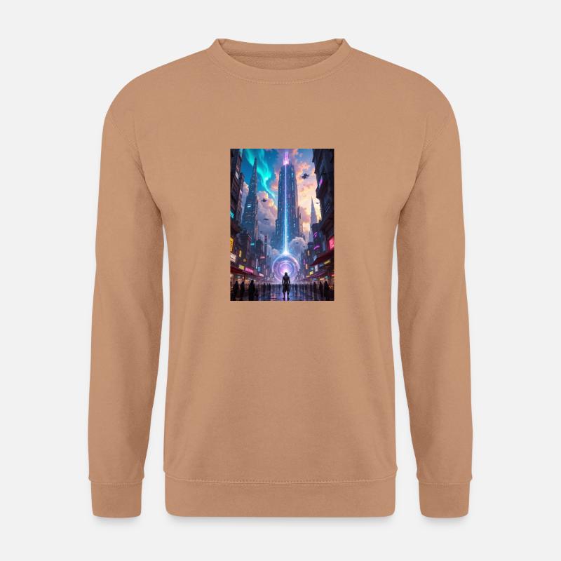 Cyberpunk-Stadt. - Unisex Pullover - Mocca
