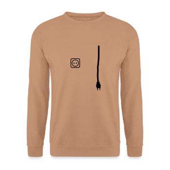 Connector and socket to put power on things - Unisex Sweatshirt - mocha - Front - Alina (178cm) & Michal (187cm)