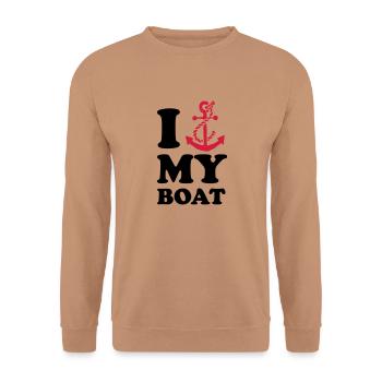 I love my boat - Unisex Pullover - Mocca - Vorne - Alina (178cm) & Michal (187cm)