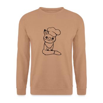 Fox Chef's Hat Chef Cooking Restaurant Kitchen - Unisex Sweatshirt - mocha - Front - Alina (178cm) & Michal (187cm)