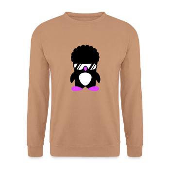 Funky Party Penguin Sunglasses Cool Style Hairstyle - Unisex Sweatshirt - mocha - Front - Alina (178cm) & Michal (187cm)