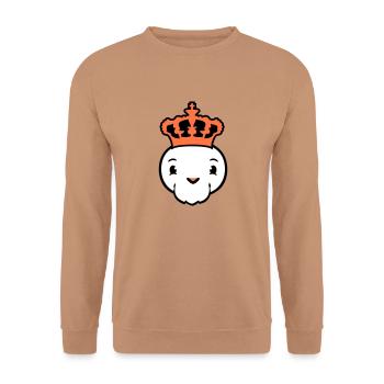 Bird King Crown Ruler Beard Old Kingdom - Unisex Sweatshirt - mocha - Front - Alina (178cm) & Michal (187cm)