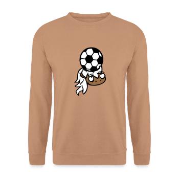 Horse Football Ball Game Header Club Fan Hobby - Unisex Sweatshirt - mocha - Front - Alina (178cm) & Michal (187cm)