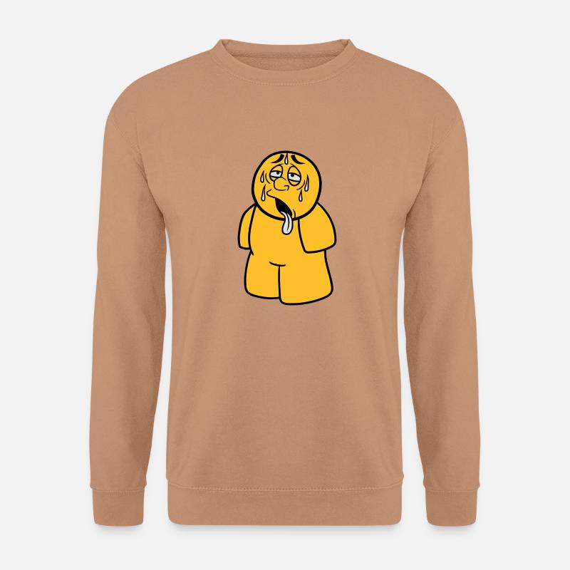 figur mann comic cartoon erschoepft sonne regen tr - Unisex Pullover - Mocca