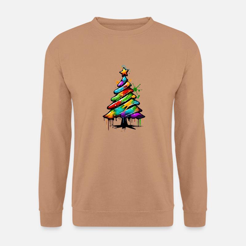 Bunter Weihnachtsbaum Weihnachten - Unisex Pullover - Mocca