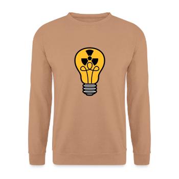 atom energy sign symbol radioactive light bulb - Unisex Sweatshirt - mocha - Front - Alina (178cm) & Michal (187cm)