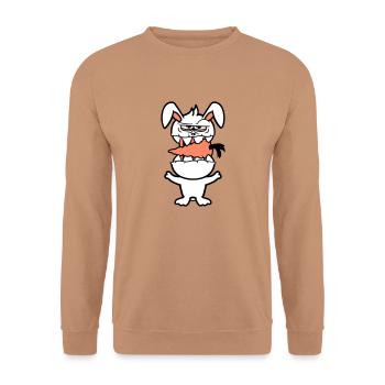 Bunny Monster Evil Carrot Carrot Halloween Horror - Unisex Sweatshirt - mocha - Front - Alina (178cm) & Michal (187cm)