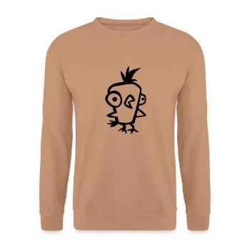 Verrücktes Huhn - Unisex Pullover - Mocca - Vorne - Alina (178cm) & Michal (187cm)