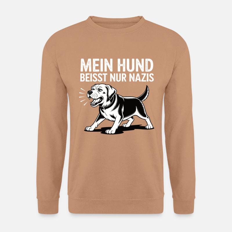 Mein Labrador beißt nur Nazis – Statement - Unisex Pullover - Mocca