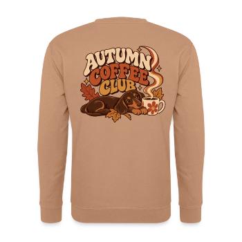 Autumn Coffee Club Dachshund - Unisex Pullover - Mocca - Hinten - Michal (187cm)