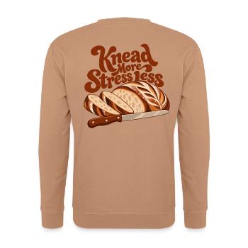 Knead More Stress Less - Unisex Pullover - Mocca - Hinten - Michal (187cm)