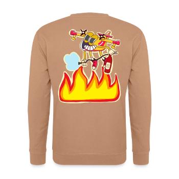 Feuerwehr-Wasserbomber - Unisex Pullover - Mocca - Hinten - Michal (187cm)