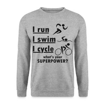 Triathlon I run i swim i cycle - Unisex Pullover - Weißgrau meliert - Vorne - Alina (178cm) & Michal (187cm)