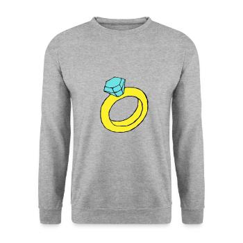 Ring Geschenk Schmuck Hochzeit Geschenkidee love - Unisex Pullover - Weißgrau meliert - Vorne - Alina (178cm) & Michal (187cm)