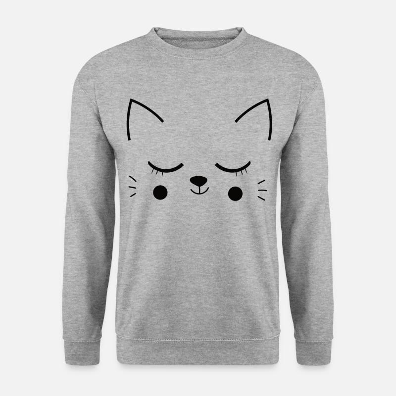 Katze Katzenkopf - Unisex Pullover - Weißgrau meliert