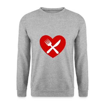 Cutlery gift eat eat sleep food repeat love - Unisex Sweatshirt - salt & pepper - Front - Alina (178cm) & Michal (187cm)