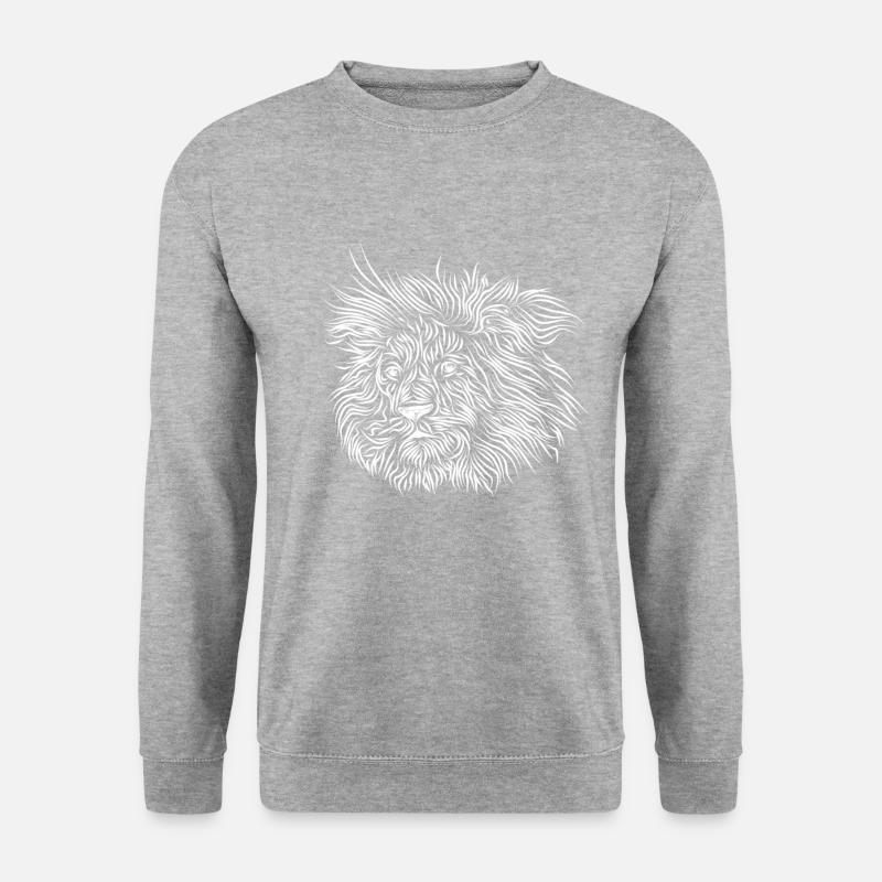 Löwe ACHTENKAS - Unisex Pullover - Weißgrau meliert