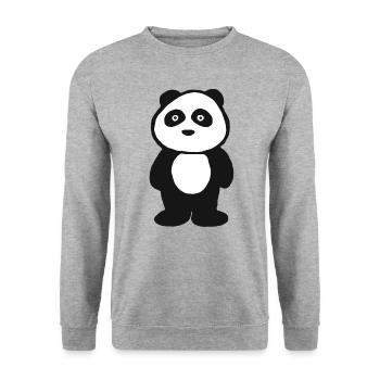 Panda Tier Pandaliebhaber Pandababy Geschenk - Unisex Pullover - Weißgrau meliert - Vorne - Alina (178cm) & Michal (187cm)