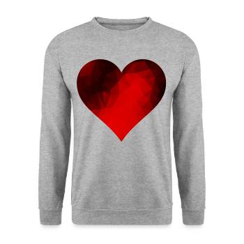 Rotes Mosaik Herz - Unisex Pullover - Weißgrau meliert - Vorne - Alina (178cm) & Michal (187cm)