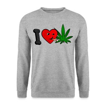 I Love To Smoke Weed - Unisex Sweatshirt - salt & pepper - Front - Alina (178cm) & Michal (187cm)