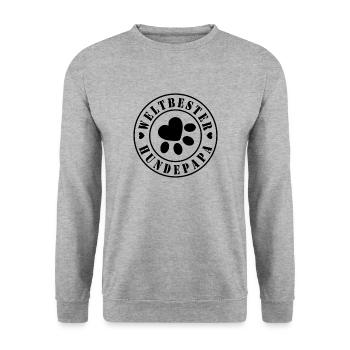 Weltbester Hundepapa - Unisex Pullover - Weißgrau meliert - Vorne - Alina (178cm) & Michal (187cm)