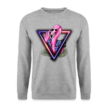 Flamingo Pink Sunglasses Summer Sun Cool - Unisex Sweatshirt - salt & pepper - Front - Alina (178cm) & Michal (187cm)