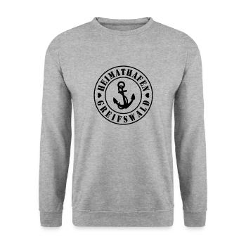 Heimathafen Greifswald - Unisex Pullover - Weißgrau meliert - Vorne - Alina (178cm) & Michal (187cm)
