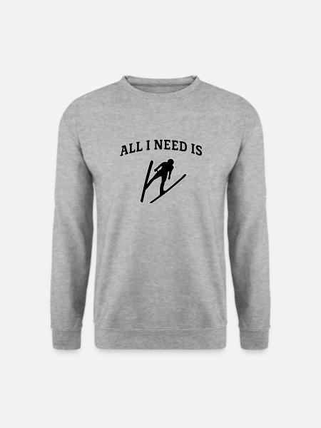 All I need is ski jumping - Unisex Pullover - Weißgrau meliert