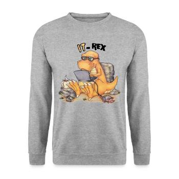 IT Rex- Funny dinosaur with computer - Unisex Sweatshirt - salt & pepper - Front - Alina (178cm) & Michal (187cm)