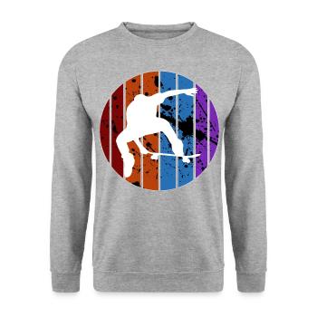 Skateboard - Sweat-shirt Unisexe - gris chiné - Devant - Alina (178cm) & Michal (187cm)