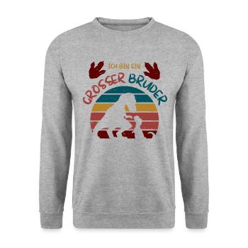 Ich bin ein Großer Bruder Dinosaurier Brüder Jungs - Unisex Pullover - Weißgrau meliert - Vorne - Alina (178cm) & Michal (187cm)
