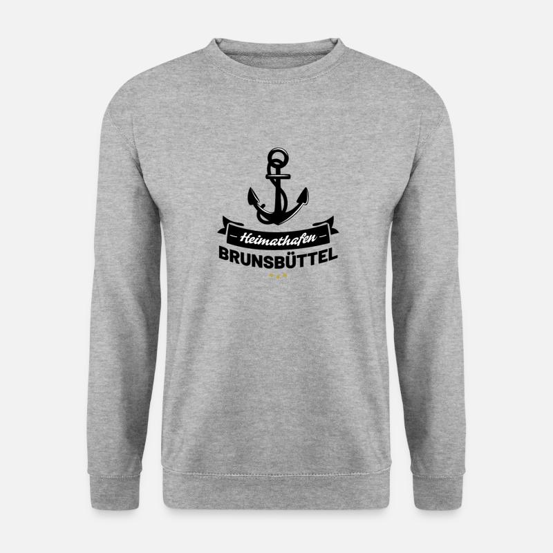 Heimathafen Brunsbüttel - Unisex Pullover - Weißgrau meliert