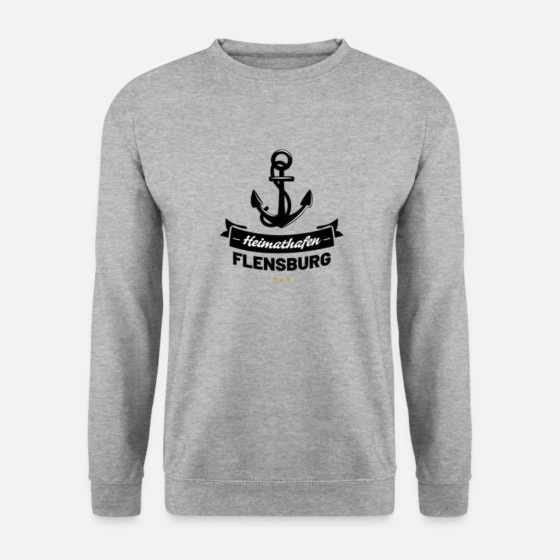 Heimathafen Flensburg - Unisex Pullover - Weißgrau meliert