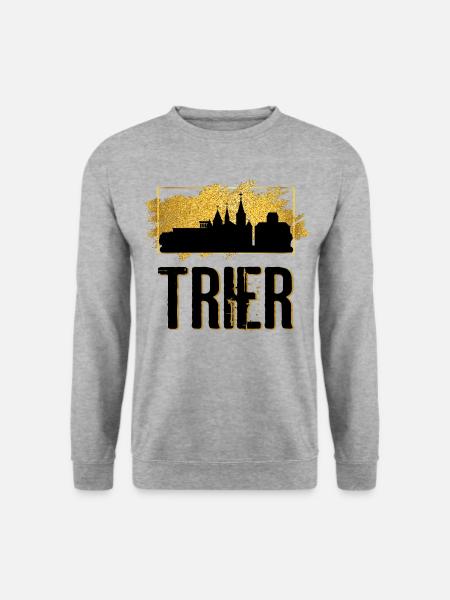 Trier Deutschland Stadt Skyline Heimat Liebe Gold - Unisex Pullover - Weißgrau meliert