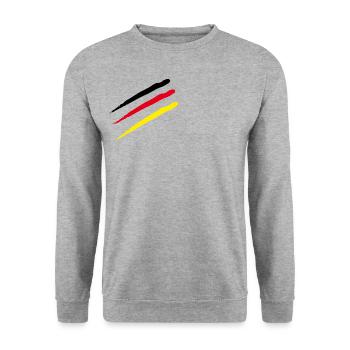 Deutschland Streifen Kratzspuren - Unisex Pullover - Weißgrau meliert - Vorne - Alina (178cm) & Michal (187cm)