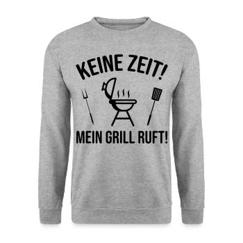 Grillen Sprüche Witzig Humorvoll - Unisex Pullover - Weißgrau meliert - Vorne - Alina (178cm) & Michal (187cm)