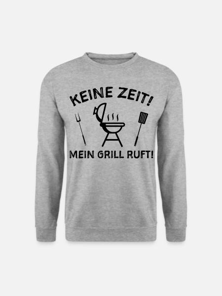 Grillen Grillsaison Humor Sprüche - Unisex Pullover - Weißgrau meliert