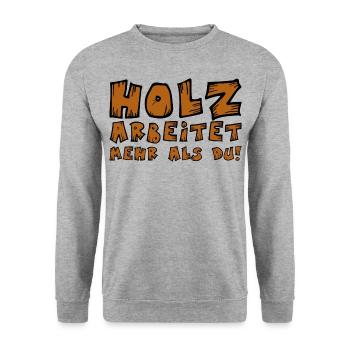 Holz arbeitet mehr als Du Handwerker Schreiner - Unisex Pullover - Weißgrau meliert - Vorne - Alina (178cm) & Michal (187cm)