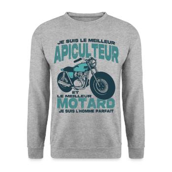 Le meilleur motard et le meilleur apiculteur - Sweat-shirt Unisexe - gris chiné - Devant - Alina (178cm) & Michal (187cm)