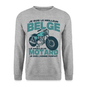 Le meilleur motard et le meilleur belge - Sweat-shirt Unisexe - gris chiné - Devant - Alina (178cm) & Michal (187cm)