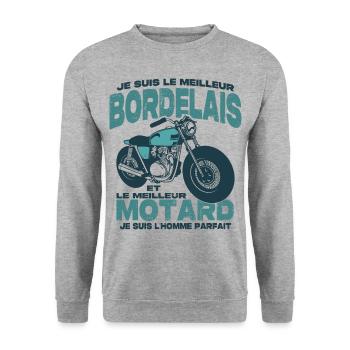Le meilleur motard et le meilleur bordelais - Sweat-shirt Unisexe - gris chiné - Devant - Alina (178cm) & Michal (187cm)