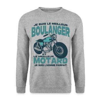 Le meilleur motard et le meilleur boulanger - Sweat-shirt Unisexe - gris chiné - Devant - Alina (178cm) & Michal (187cm)