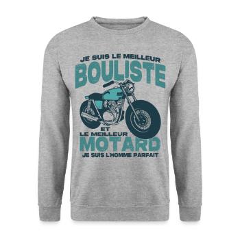 Le meilleur motard et le meilleur bouliste - Sweat-shirt Unisexe - gris chiné - Devant - Alina (178cm) & Michal (187cm)
