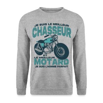 Le meilleur motard et le meilleur chasseur - Sweat-shirt Unisexe - gris chiné - Devant - Alina (178cm) & Michal (187cm)