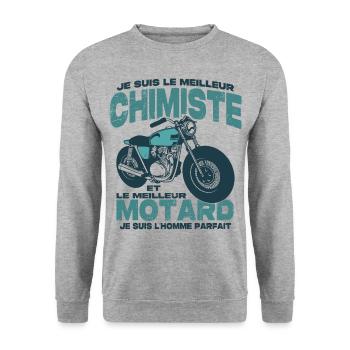 Le meilleur motard et le meilleur chimiste - Sweat-shirt Unisexe - gris chiné - Devant - Alina (178cm) & Michal (187cm)